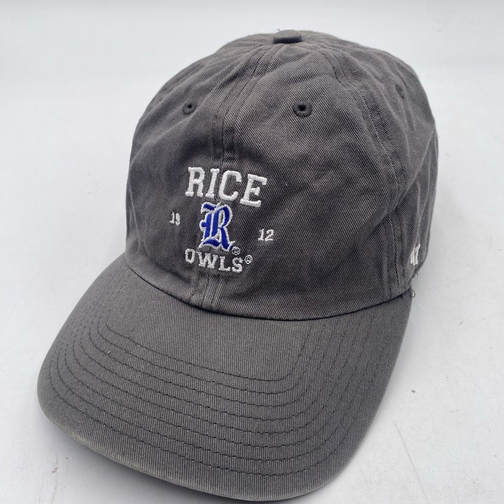 Rice Owls Hat 47 Brand Gray Clean Up Cotton Strapback VGC Slouch Cleaned